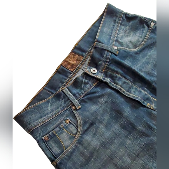 Sicko Nineteen Distressed Denim Blue Jeans Size 34 x 33 Button Fly Mens Womens - Picture 7 of 10